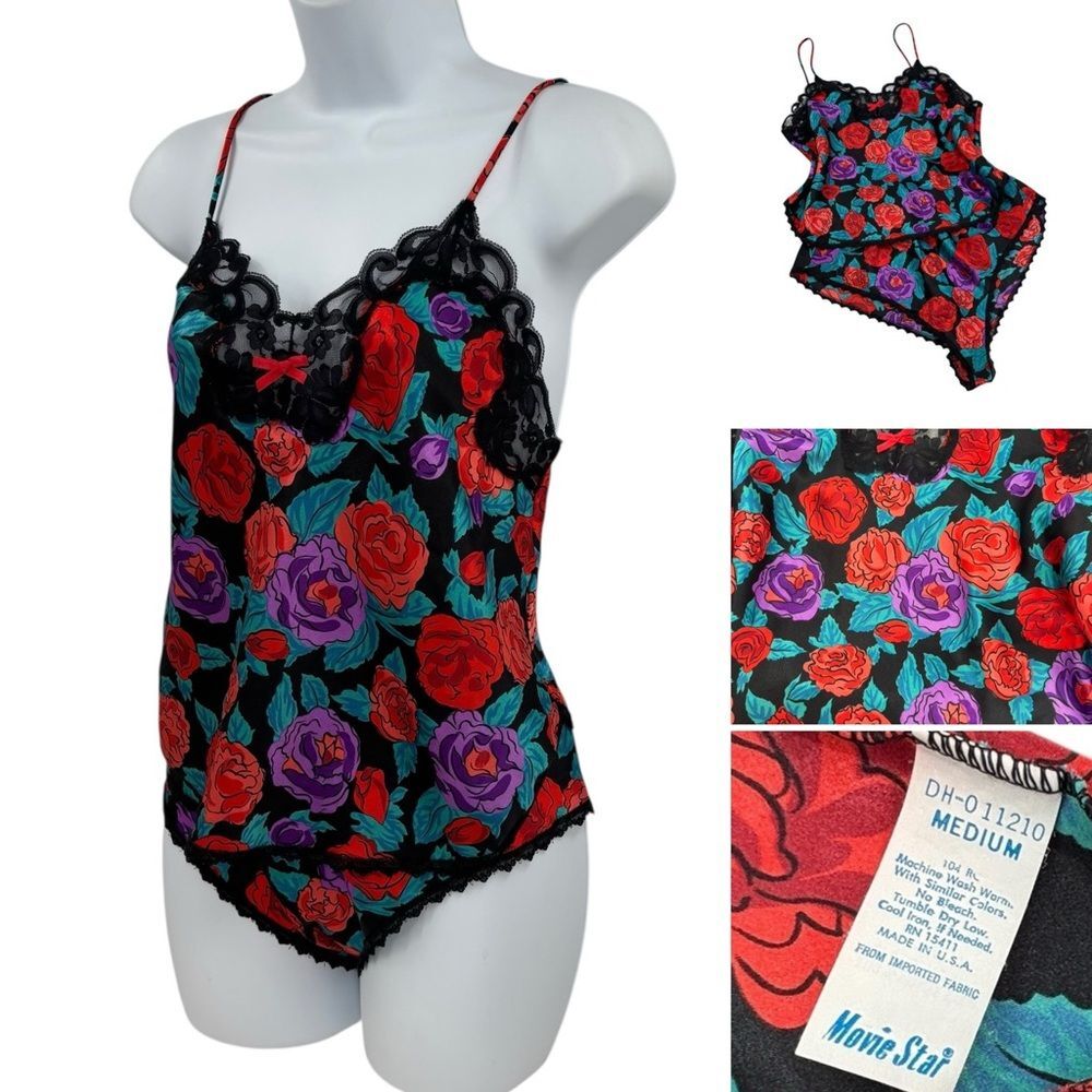 Movie Star Cami Floral Lingerie Set Sz.M  Vintage 90's